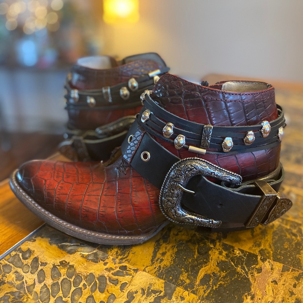 Red croco boots